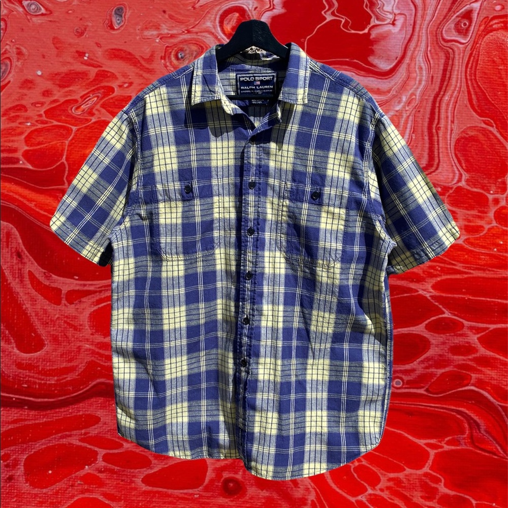 Vintage 90s Polo Sport by Ralph Lauren short sleeve flannel button-up shirt